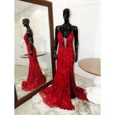 Vestido longo de festa M-6048 Marsala