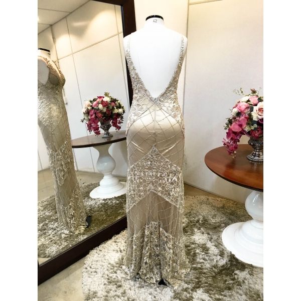 Vestido longo de festa M-0719 Dourado