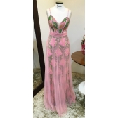 Vestido longo de festa M-6058 Rosé + estampa