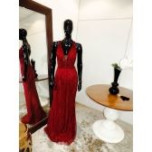Vestido longo de festa M-6043 Marsala