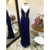 Vestido longo de festa M-5382 Azul Marinho