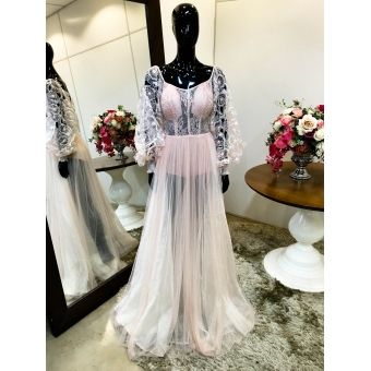 Vestido longo de festa M-5439 Rosa