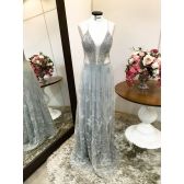 Vestido longo de festa M-5377 Prata