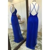 Vestido longo de festa M-1004 Azul Royal