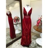 Vestido longo de festa M-5492 Marsala