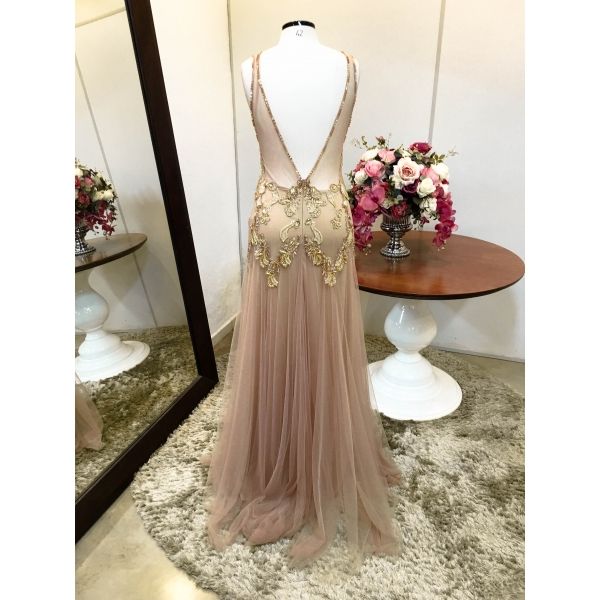 Vestido longo de festa M-5438 Dourado