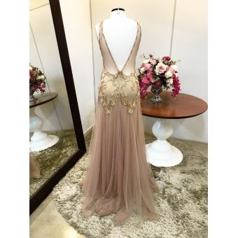 Vestido longo de festa M-5438 Dourado