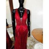 Vestido longo de festa M-6043 Marsala