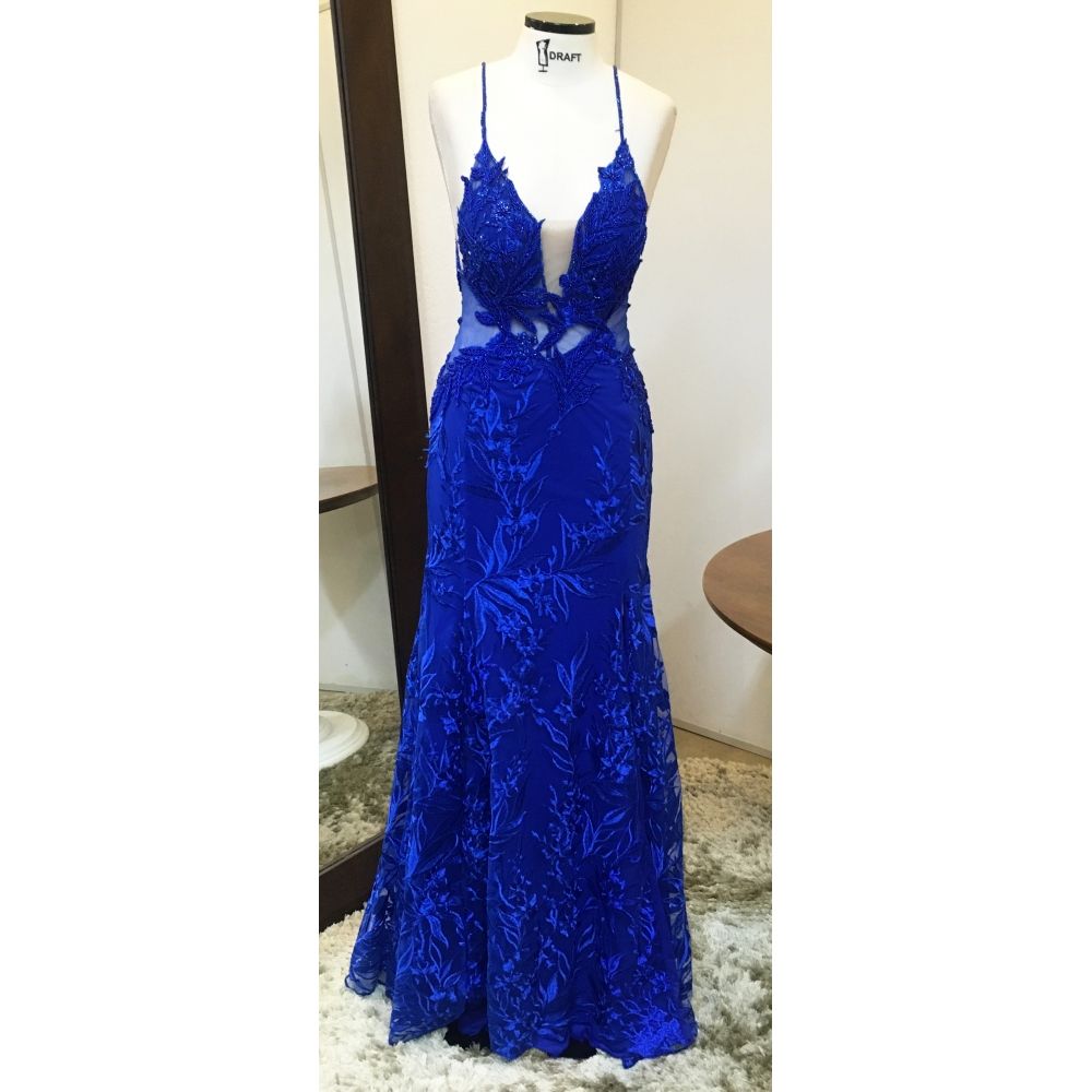 Vestido longo de festa M-0682 Azul Royal