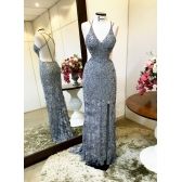 Vestido longo de festa M-5446 Prata