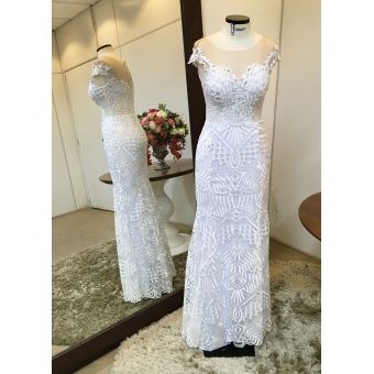 Vestido longo branco M-5557