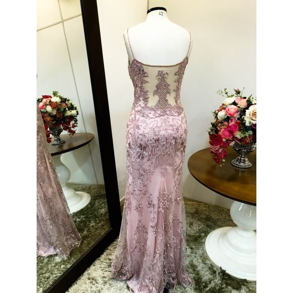 Vestido longo de festa M-5507 Rosé