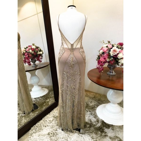 Vestido longo de festa M-6065 Dourado