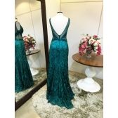 Vestido longo de festa M-5397 Verde Medicina