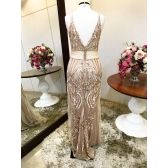 Vestido longo de festa M-5374 Dourado