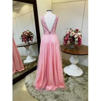 Vestido longo de festa M-5479 Rosa