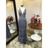 Vestido longo de festa M-6094 Prata