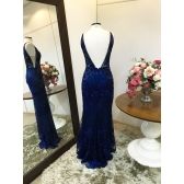 Vestido longo de festa M-5319 Azul Marinho