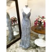 Vestido longo de festa M-5418 Prata