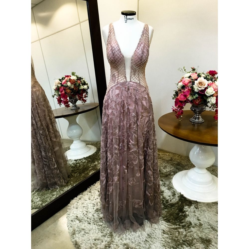 Vestido longo de festa M-6037 Rosé